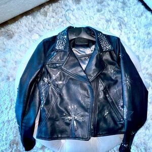 Diamond studded Blank NYC faux leather jacket M in black. Immaculate condition